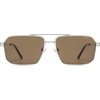 image:imageSOJOS Retro Polarized Square Sunglasses for Women Men Vintage Large Double Bridge UV Protection Metal Sun Glasses SJ1246SilverRetro Brown