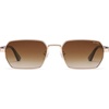 image:imageSOJOS Retro Rectangle Polarized 90s Sunglasses for Women MenTrendy Narrow Hexagon Square Shades SJ1270Gold Frame Brown Grading Lens