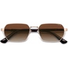 image:imageSOJOS Retro Rectangle Polarized 90s Sunglasses for Women MenTrendy Narrow Hexagon Square Shades SJ1270Gold Frame Brown Grading Lens