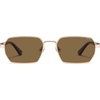 image:imageSOJOS Retro Rectangle Polarized 90s Sunglasses for Women MenTrendy Narrow Hexagon Square Shades SJ1270Gold Frame Brown Lens