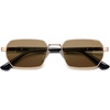 image:imageSOJOS Retro Rectangle Polarized 90s Sunglasses for Women MenTrendy Narrow Hexagon Square Shades SJ1270Gold Frame Brown Lens