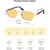 image:imageSOJOS Retro Rectangle Polarized 90s Sunglasses for Women MenTrendy Narrow Hexagon Square Shades SJ1270Gold Frame Yellow Lens