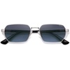 image:imageSOJOS Retro Rectangle Polarized 90s Sunglasses for Women MenTrendy Narrow Hexagon Square Shades SJ1270Silver Frame Blue Grading Lens