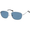 image:imageSOJOS Retro Rectangle Polarized Sunglasses for Women Men Vintage Shades Classic Metal Sun Glasses SJ1276Shiny SilverBlue