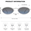 image:imageSOJOS Retro Skinny Oval Rhinestone Sunglasses for Women 90s Styles Bling Hippie Disco Trendy Sun Glasses Small Face SJ1205Blue