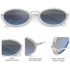 image:imageSOJOS Retro Skinny Oval Rhinestone Sunglasses for Women 90s Styles Bling Hippie Disco Trendy Sun Glasses Small Face SJ1205Blue
