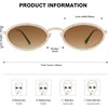 image:imageSOJOS Retro Skinny Oval Rhinestone Sunglasses for Women 90s Styles Bling Hippie Disco Trendy Sun Glasses Small Face SJ1205Brown