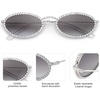 image:imageSOJOS Retro Skinny Oval Rhinestone Sunglasses for Women 90s Styles Bling Hippie Disco Trendy Sun Glasses Small Face SJ1205Grey