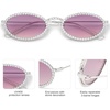 image:imageSOJOS Retro Skinny Oval Rhinestone Sunglasses for Women 90s Styles Bling Hippie Disco Trendy Sun Glasses Small Face SJ1205Multicolor