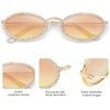 image:imageSOJOS Retro Skinny Oval Rhinestone Sunglasses for Women 90s Styles Bling Hippie Disco Trendy Sun Glasses Small Face SJ1205Pink