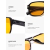 image:imageSOJOS Retro Square Aviator Sunglasses for Women Men 80s 90s Vintage Trendy Polarized Aviators SJ2692BlackLight Yellow Tint