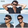 image:imageSOJOS Retro Square Polarized Aviator Sunglasses Womens Mens Trendy Aviators Shades SJ2604GreenBrown
