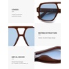 image:imageSOJOS Retro Square Polarized Aviator Sunglasses Womens Mens Trendy Vintage Aviators Shades SJ2613Dark BrownLight Blue Tint