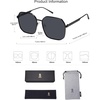 image:imageSOJOS Retro Square Polarized Sunglasses for Women Vintage Square Shades UV400 Large Metal Frame SJ1166BShiny Black