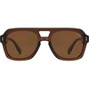 image:imageSOJOS Retro Thick Polarized Aviator Sunglasses for Women Men Large Trendy Bold Square Pilot Shades SJ2385Dark BrownBrown