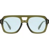 image:imageSOJOS Retro Thick Polarized Aviator Sunglasses for Women Men Large Trendy Bold Square Pilot Shades SJ2385Light GreenLight Green Light Tint Lowpolarization
