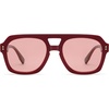 image:imageSOJOS Retro Thick Polarized Aviator Sunglasses for Women Men Large Trendy Bold Square Pilot Shades SJ2385RedRed Tint