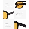 image:imageSOJOS Retro Thick Polarized Aviator Sunglasses for Women Men Large Trendy Bold Square Pilot Shades SJ2385Shiny BlackYellow Light Tint Lowpolarization