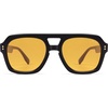 image:imageSOJOS Retro Thick Polarized Aviator Sunglasses for Women Men Large Trendy Bold Square Pilot Shades SJ2385Shiny BlackYellow Light Tint Lowpolarization