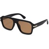 image:imageSOJOS Retro Thick Polarized Aviator Sunglasses for Women Men Vintage Oversized Square Shades SJ2384BlackBrown