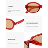 image:imageSOJOS Retro Trendy Oval Round Polarized Sunglasses Womens Mens 80s 90s Vintage Sunnies SJ2603RedLight Brown Tint
