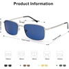 image:imageSOJOS Retro Vintage Rectangle Polarized Sunglasses Mens Womens Classic UV400 Metal Sunnies SJ1215SilverDark Blue