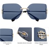 image:imageSOJOS Rimless Wrap Around Frame Sunglasses Women Men Frameless Design Shield Rectangular Sunnies SJ1219Grey