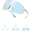 image:imageSOJOS Running Sunglasses for Women amp Men Lightweight TR90 Frameless UV400 Wraparound Sports Goggles SJ2352WhiteBlue