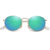image:imageSOJOS Small Round Polarized Sunglasses for Women Men Classic Vintage Retro Shades UV400 SJ1014GoldGreenish Blue