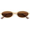 image:imageSOJOS Small Trendy Oval Cat Eye Polarized Sunglasses for Women Chic Y2k Retro 80s 90s Slim Narrow Petite Sunnies SJ1287NGoldCold Brown