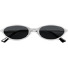 image:imageSOJOS Small Trendy Oval Cat Eye Polarized Sunglasses for Women Chic Y2k Retro 80s 90s Slim Narrow Petite Sunnies SJ1287NSilverGrey