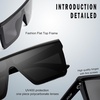 image:imageSOJOS Square Big Sunglasses Women Thick Frame Flat Top Mirrored Sunnies Shades Goggle Siamese Lens SJ2117Black