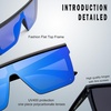 image:imageSOJOS Square Big Sunglasses Women Thick Frame Flat Top Mirrored Sunnies Shades Goggle Siamese Lens SJ2117Blue