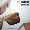 image:imageSOJOS Square Big Sunglasses Women Thick Frame Flat Top Mirrored Sunnies Shades Goggle Siamese Lens SJ2117Brown  Brown