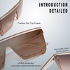 image:imageSOJOS Square Big Sunglasses Women Thick Frame Flat Top Mirrored Sunnies Shades Goggle Siamese Lens SJ2117Brown