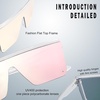 image:imageSOJOS Square Big Sunglasses Women Thick Frame Flat Top Mirrored Sunnies Shades Goggle Siamese Lens SJ2117Clear