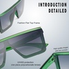 image:imageSOJOS Square Big Sunglasses Women Thick Frame Flat Top Mirrored Sunnies Shades Goggle Siamese Lens SJ2117Green Grey