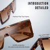 image:imageSOJOS Square Big Sunglasses Women Thick Frame Flat Top Mirrored Sunnies Shades Goggle Siamese Lens SJ2117Multicolor