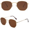 image:imageSOJOS Square Polarized Sunglasses for Women Men Small Hexagonal Polygon Shades SJ1072Brown