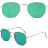 image:imageSOJOS Square Polarized Sunglasses for Women Men Small Hexagonal Polygon Shades SJ1072Green