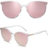image:imageSOJOS Sunglasses Womens Trendy 2025 Classic Round Retro Vintage Shades Large Frame Sunnies SJ2067Clear