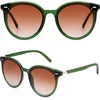 image:imageSOJOS Sunglasses Womens Trendy 2025 Classic Round Retro Vintage Shades Large Frame Sunnies SJ2067Transparent Green