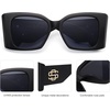 image:imageSOJOS Sunglasses for Women amp Men Square Wide Thick Frame Shades Retro Trendy Fashion UV Protection SJ2349Matt Black gold grey
