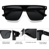 image:imageSOJOS Sunglasses for Women amp Men Square Wide Thick Frame Shades Retro Trendy Fashion UV Protection SJ2373Black silver grey