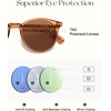 image:imageSOJOS TR90 Polarized Round Sunglasses for Women Men Vintage Style UV400 Lens SJTR2113  Unisex design Lightweight flexible frame UV400 protection scratch resistant lenses driving fishing golf outdoor activitiesLight BrownBrown