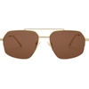 image:imageSOJOS Trendy Aviator Sunglasses Mens Womens Retro Double Bridge Metal Frame SemiRimless Shades SJ1191Brown