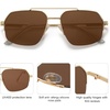 image:imageSOJOS Trendy Aviator Sunglasses Mens Womens Retro Double Bridge Metal Frame SemiRimless Shades SJ1191Brown