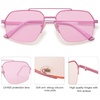 image:imageSOJOS Trendy Aviator Sunglasses Mens Womens Retro Double Bridge Metal Frame SemiRimless Shades SJ1191Pink