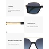 image:imageSOJOS Trendy Aviator Sunglasses for Women Men Polarized Retro Square Y2K Oversized Sun Glasses SJ2659Black Frame Blue Grading Lens