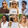 image:imageSOJOS Trendy Aviator Sunglasses for Women Men Polarized Retro Square Y2K Oversized Sun Glasses SJ2659Black Frame Blue Grading Lens